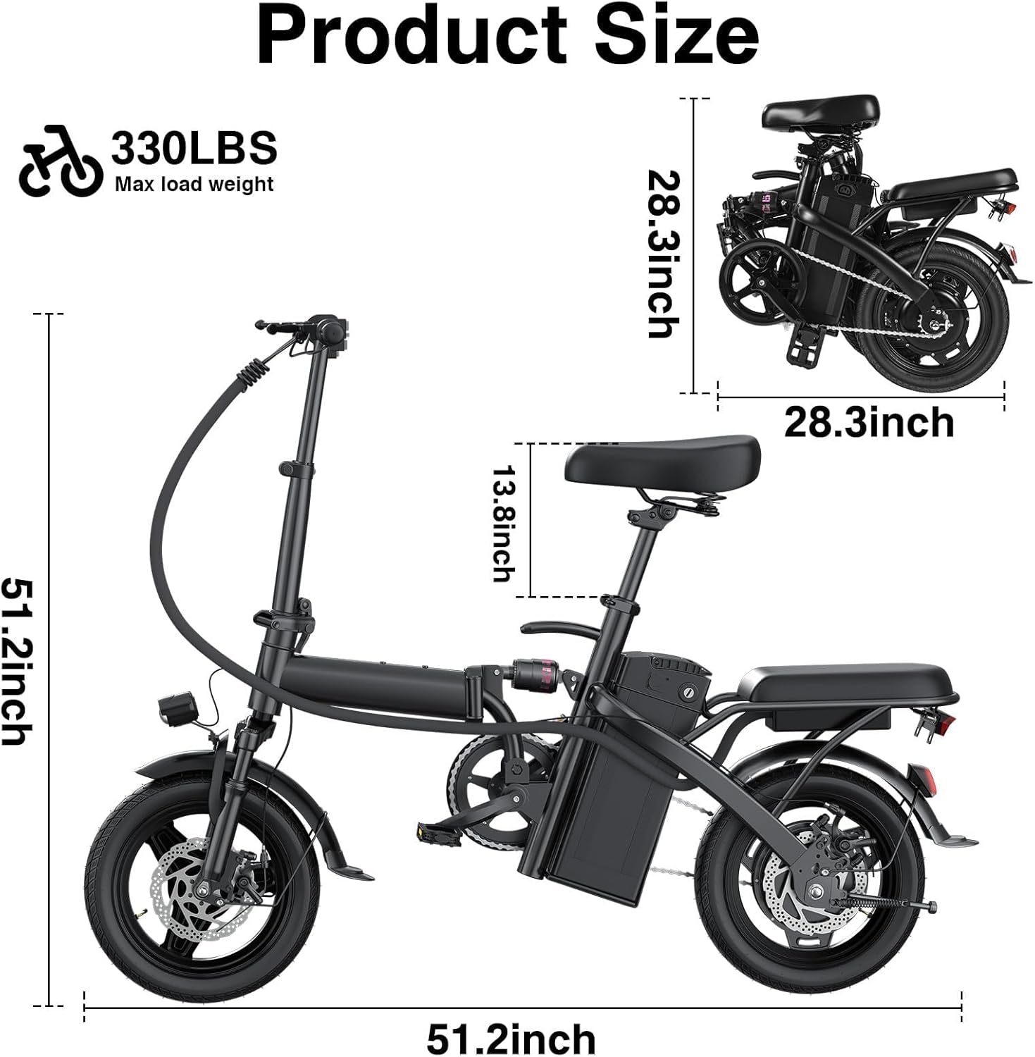 Electric Bike for Adults, 1200W Peak Motor Commuter Ebike, 20-28MPH Speed, 32 Miles
