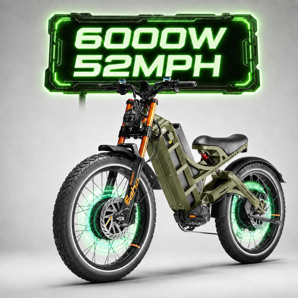 6000W Dual Motor Off-Road Electric Bike – 26" All-Terrain Fat Tire E-Bike with Full Suspension