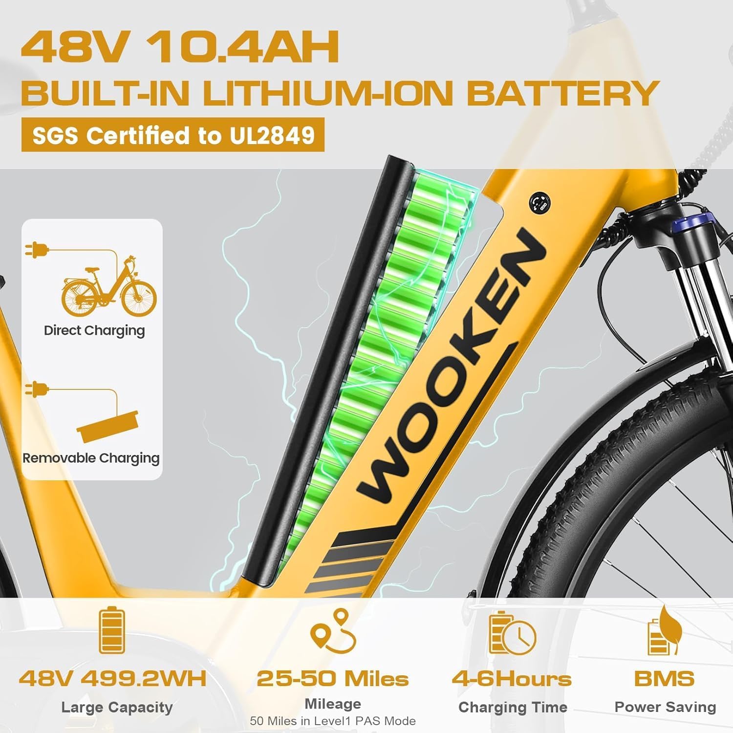 Step-Through 26" Electric Commuter Bike – 500W High-Efficiency E-Bike for Adults (48V 499Wh Removable Battery, 7-Speed, Comfort Low-Step Bicycle for Men & Women, SGS Certified to UL 2849)