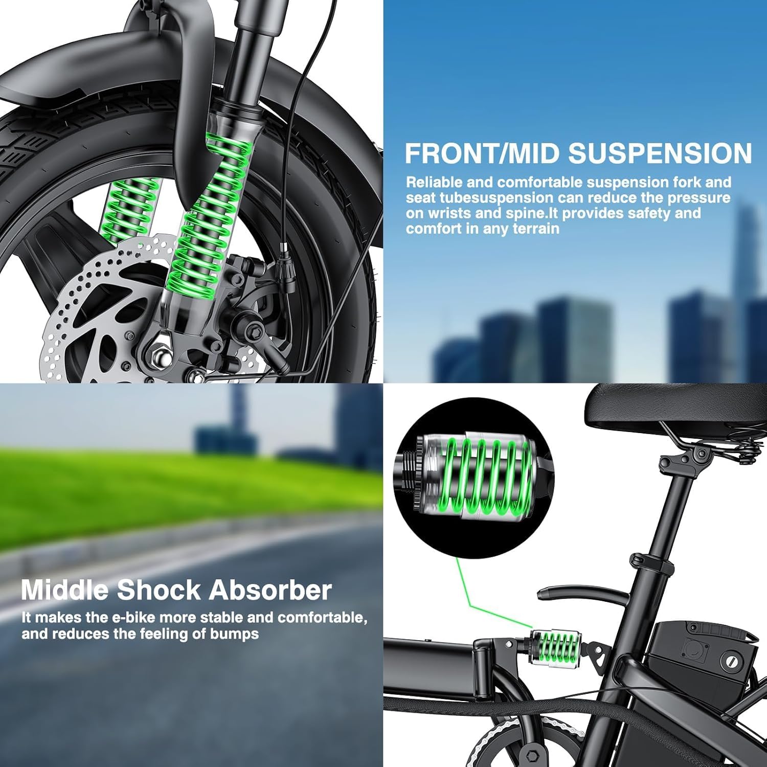 Electric Bike for Adults, 1200W Peak Motor Commuter Ebike, 20-28MPH Speed, 32 Miles