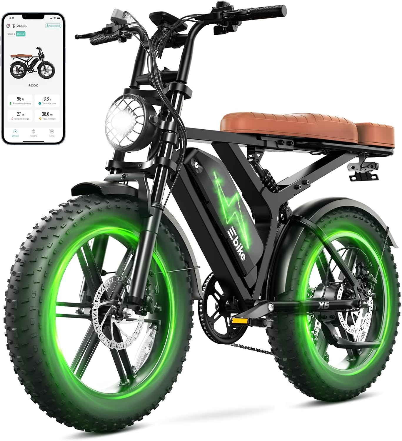 20" All-Terrain Fat Tire Electric Bike – 1500W Peak Full Suspension Dual-Battery Compatible E-Bike