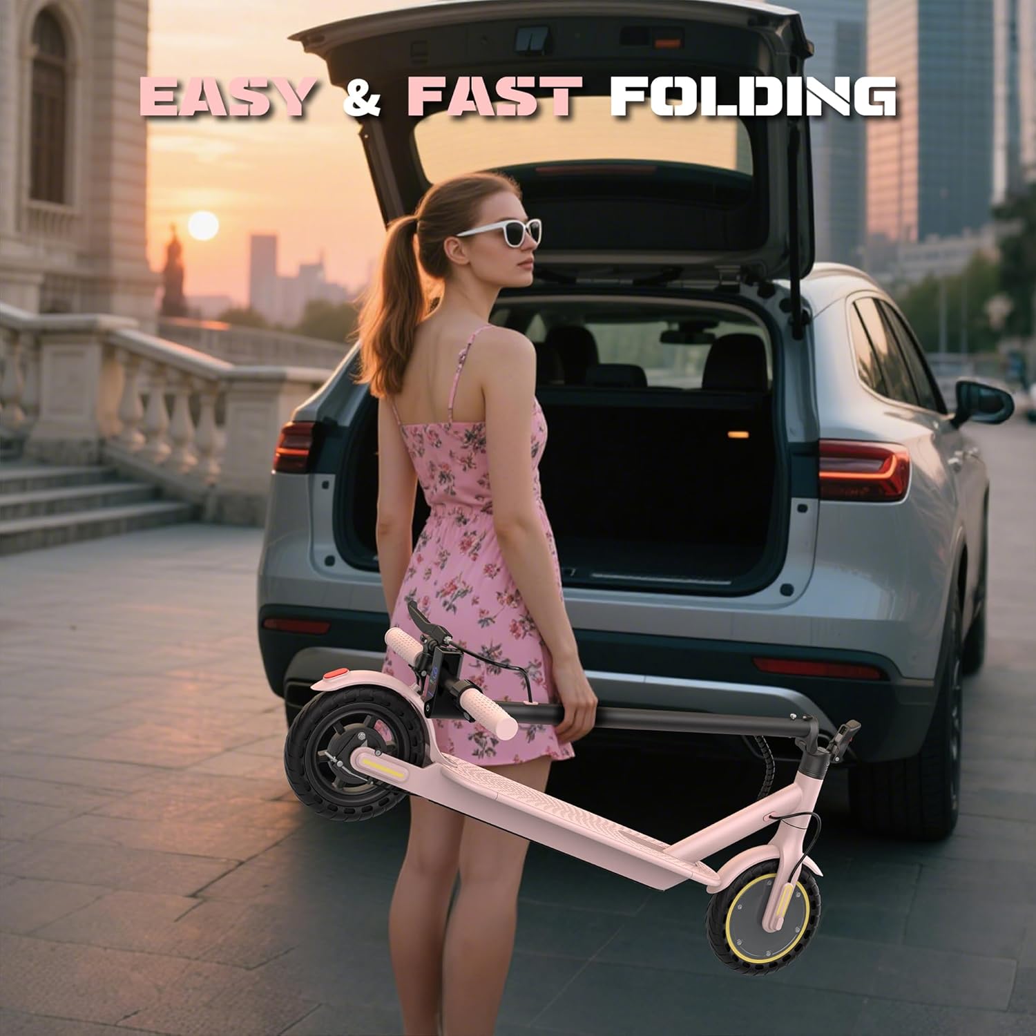 Electric Scooter, 500W/350W/800W/1000W Motor & 10"/8.5" Solid Tires, Up to 22/19 MPH & 28/25/15