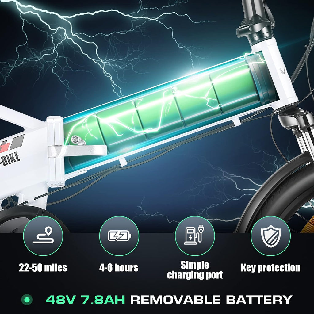 20" Folding Fat Tire Electric Bike for Adults – 750W Peak, 20 MPH, 48V Removable Power System, 7-Speed Commuter E-Bike (UL 2849 Certified)
