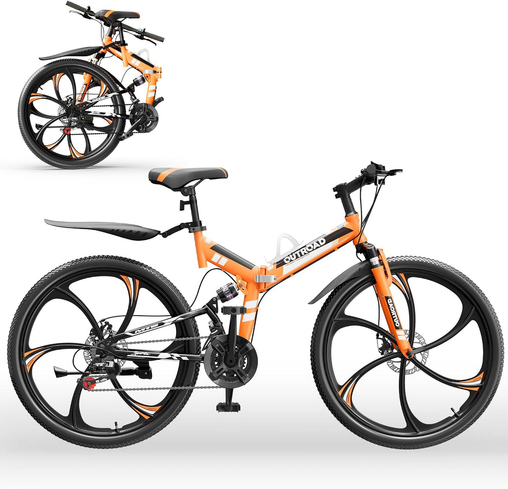 26-Inch Folding Full Suspension Mountain Bike | 21-Speed & Dual Disc Brakes