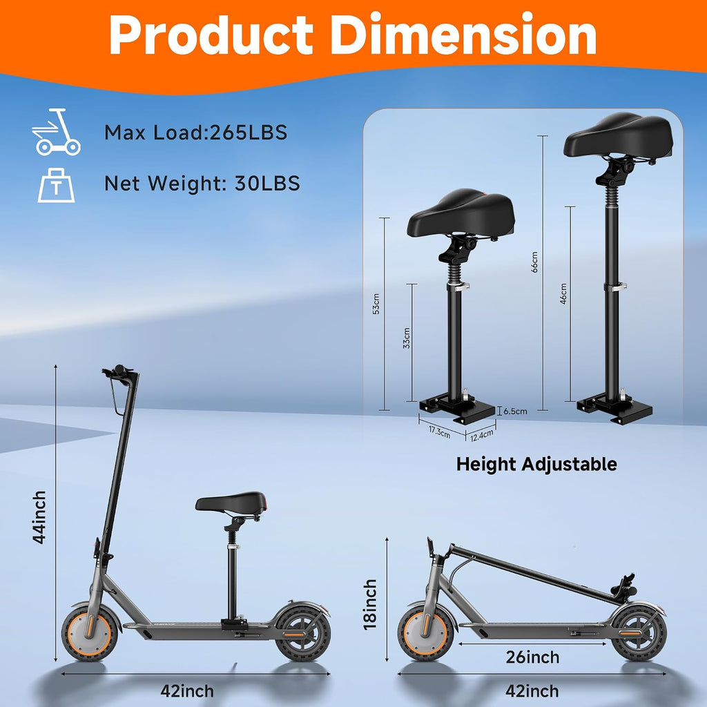 Electric Scooter, Folding E Scooter for Adults with Seat, 350W Motor, 8.5" Solid Tires