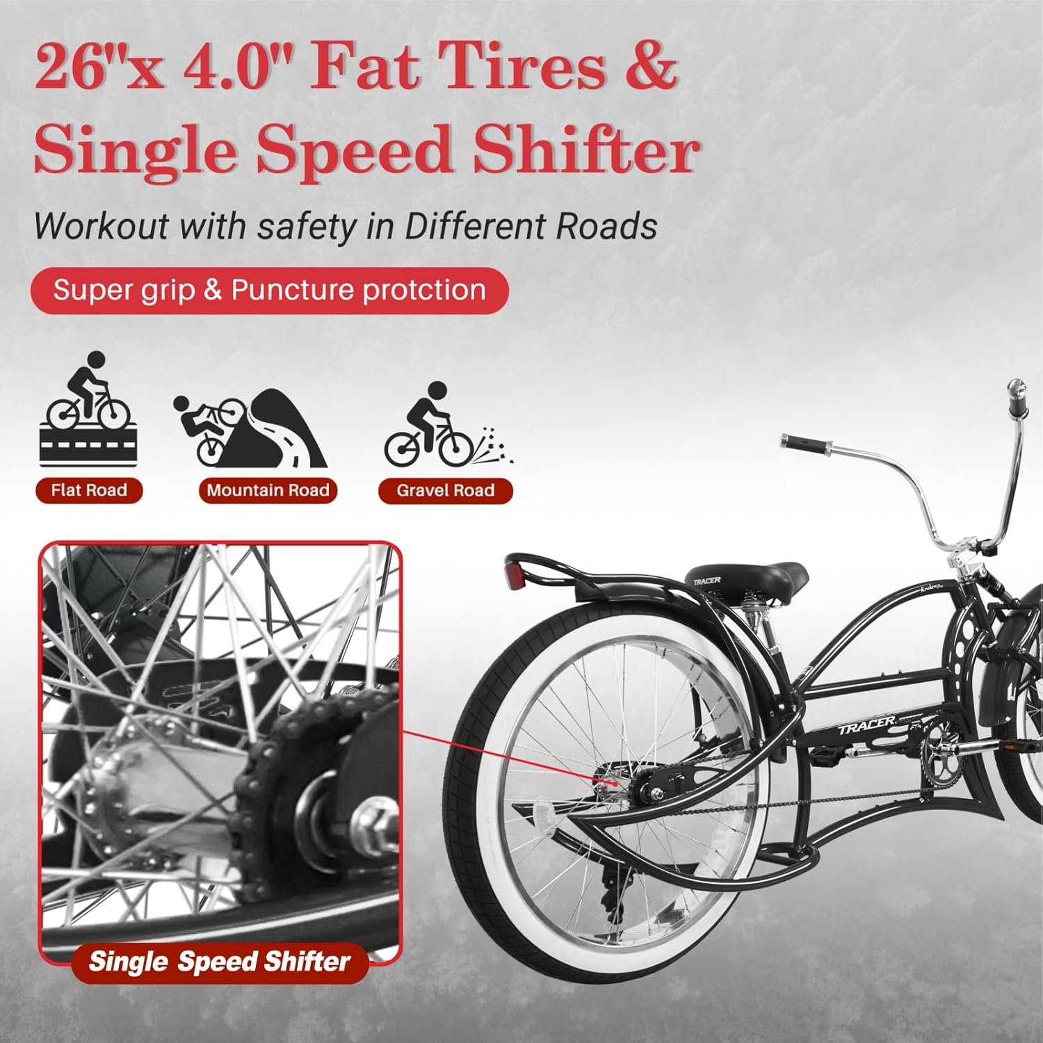 Custom Lowrider Stretch Chopper Bicycle - 26-Inch