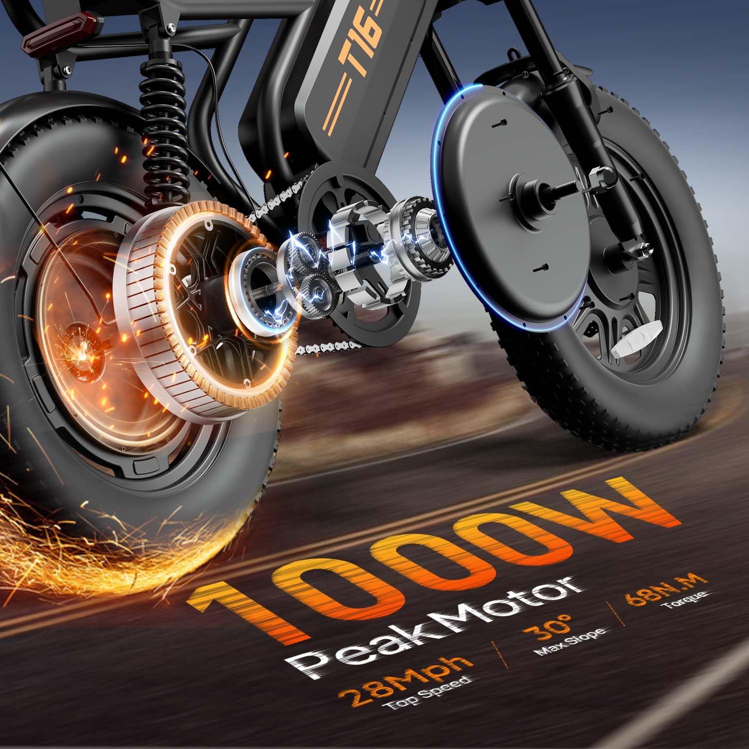 Electric Bike for Adults/Teens, Electric Dirt Bike with Storage Box, 48V 13AH
