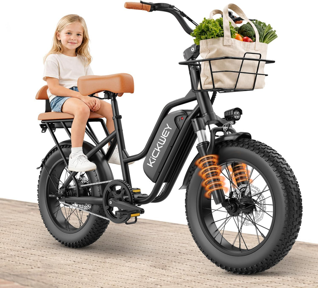 20" All-Terrain Dual Suspension Electric Bike with Rear Passenger Seat