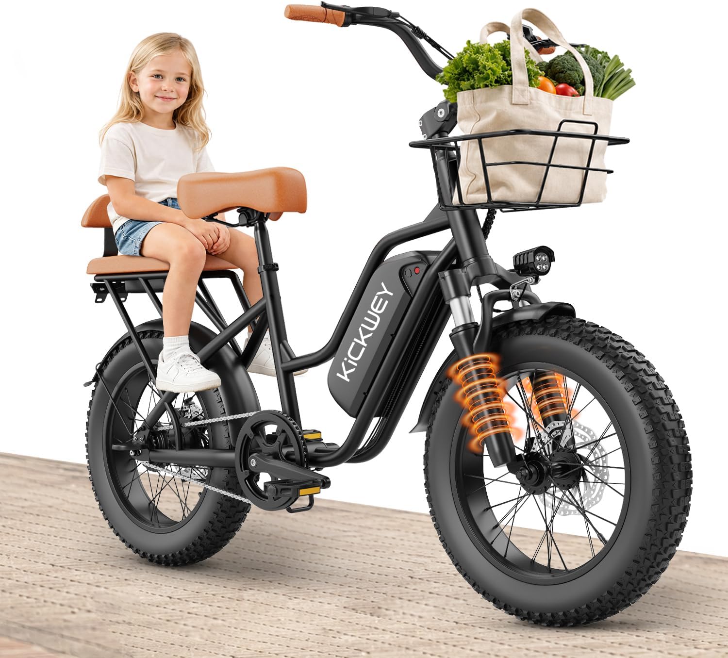 20" All-Terrain Dual Suspension Electric Bike with Rear Passenger Seat