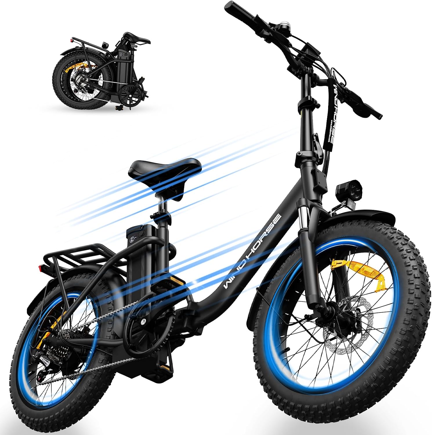 20" Foldable All-Terrain Fat Tire Electric Bike – 983W Peak Power E-Bike for Adults & Teens (20MPH, 48V 748.8Wh Removable Lithium Battery, 40–70 Mile Range, Front Suspension, UL Certified)