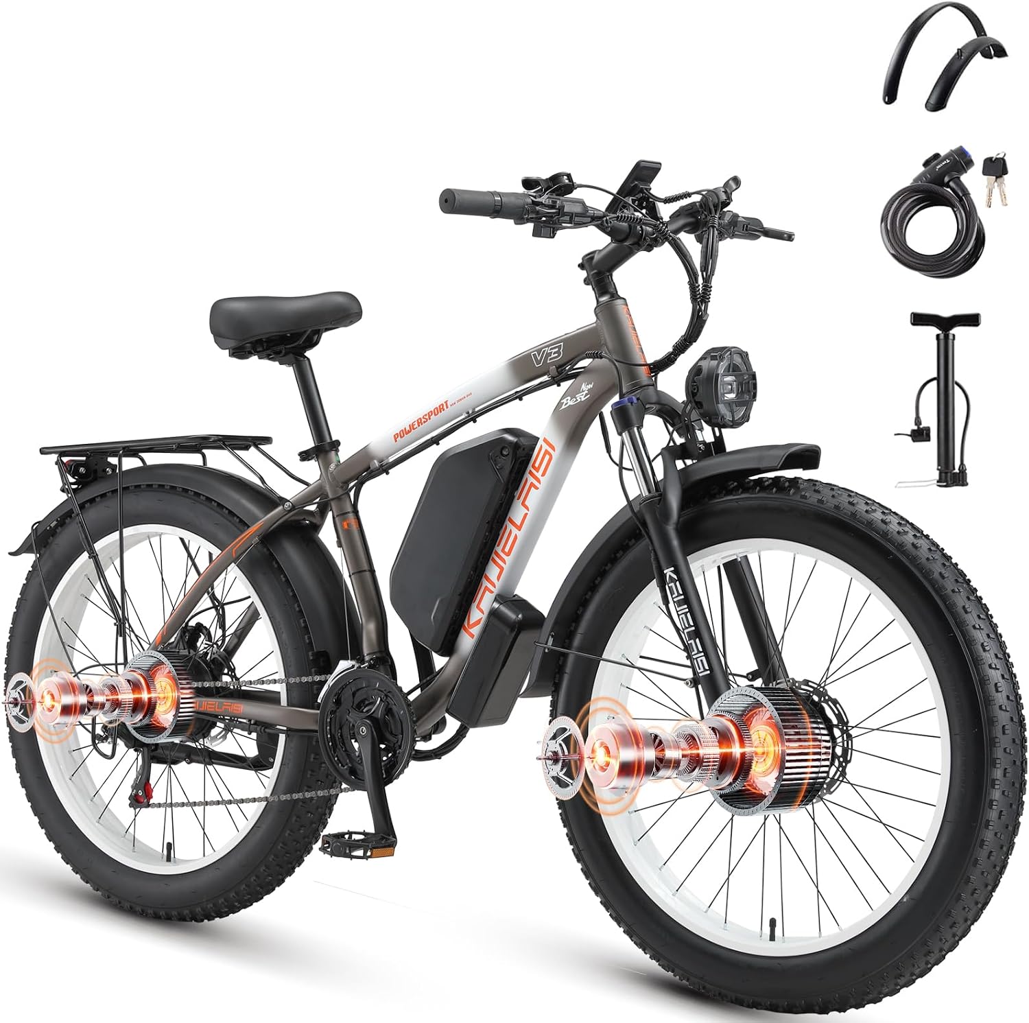 AWD Dual-Motor All-Terrain Electric Bike | Peak 4000W 26” Fat Tire Adult E-Bike