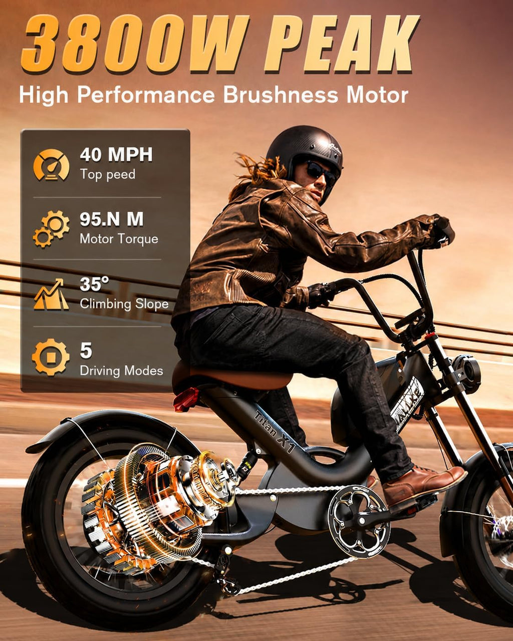 Carbon Fiber All-Terrain Electric Bike - 3800W Peak, 40 MPH, 20" x 5.0" Ultra-Wide Fat Tires, Full Suspension, 4-Piston Hydraulic Brakes, UL 2849 Compliant