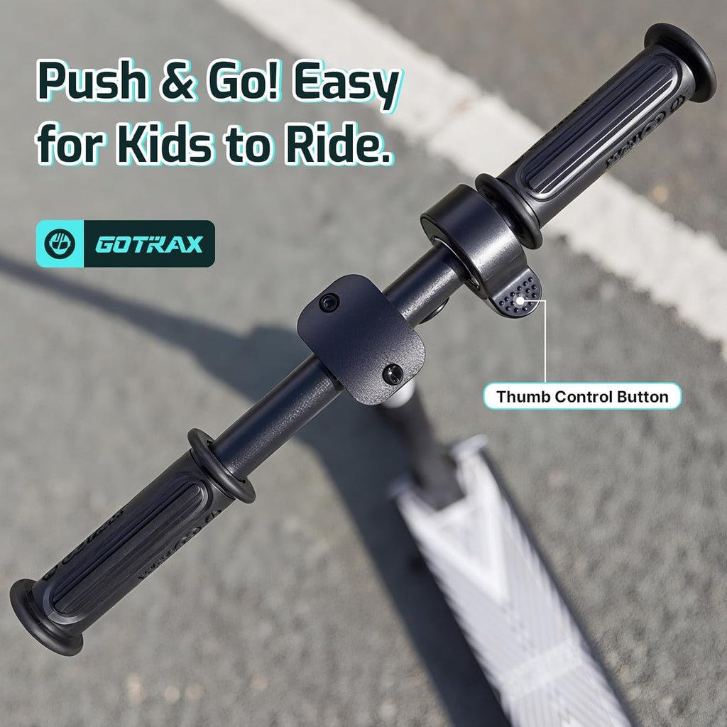 Electric Scooter for Kids 6-12, Max 3.75 Miles & 7.5 Mph by 150W Motor, 6'' Wheel, Thumb Control Easy to Ride & Assemble