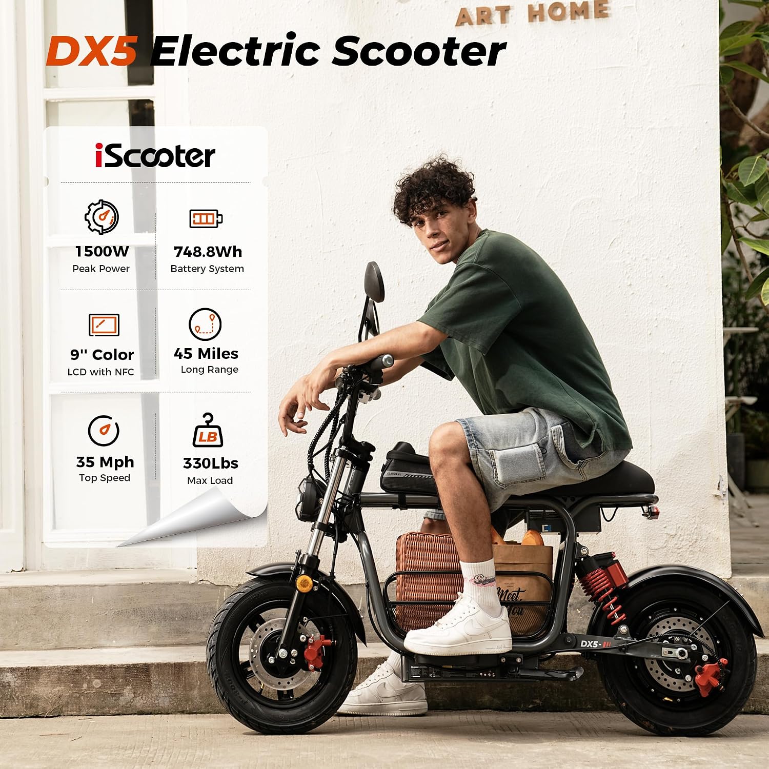 Electric Scooter for Adults with Seat, 1500W Motor, 35MPH Top Speed & 45 Miles Range