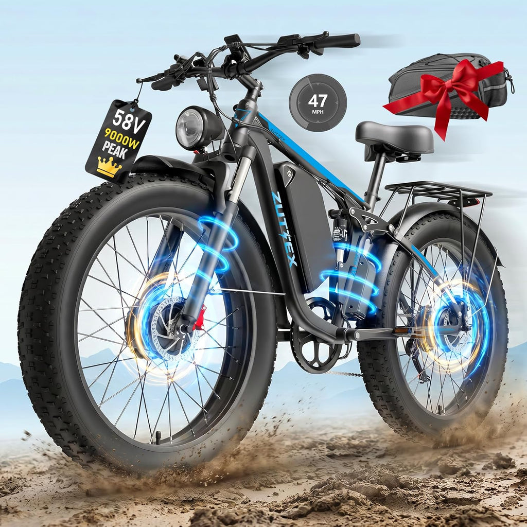 24" Dual Motor All-Terrain Electric Bike – 9000W Peak High-Performance Off-Road Mountain E-Bike