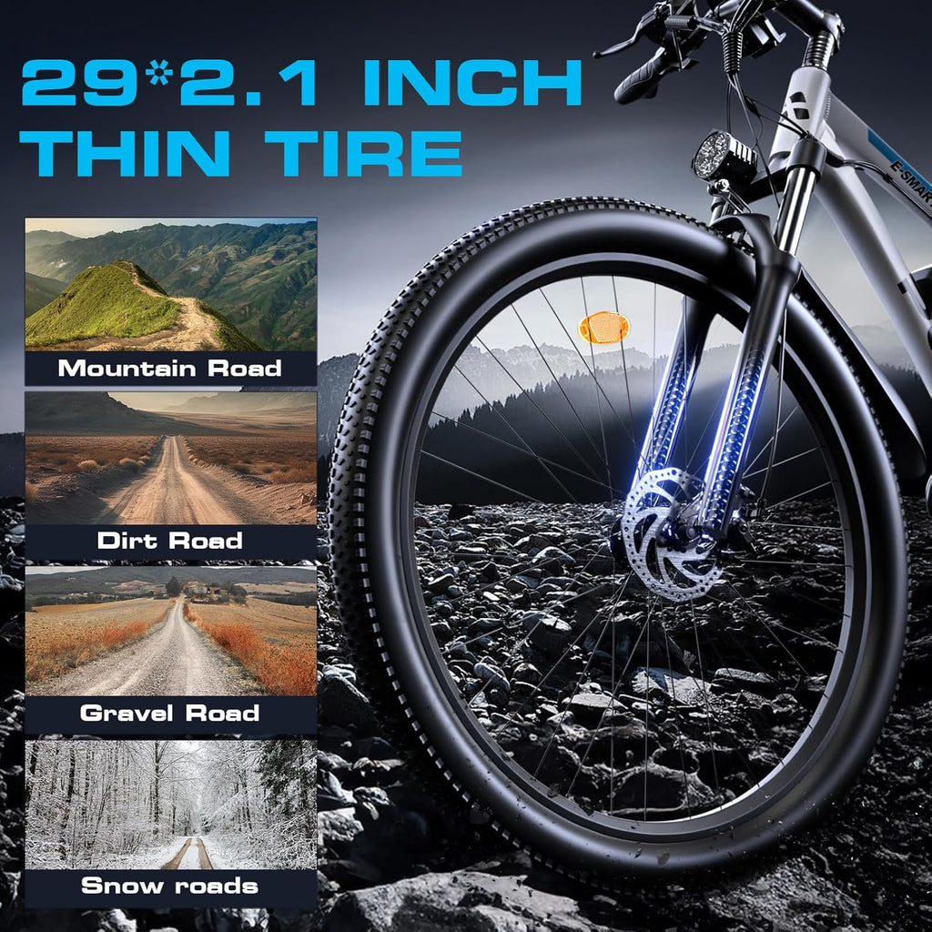 29" All-Terrain Electric Bike – 2000W Peak Motor, 34MPH Max Speed, 48V 17.5Ah Removable Battery, Full-Size Commuter & Trail E-Bike