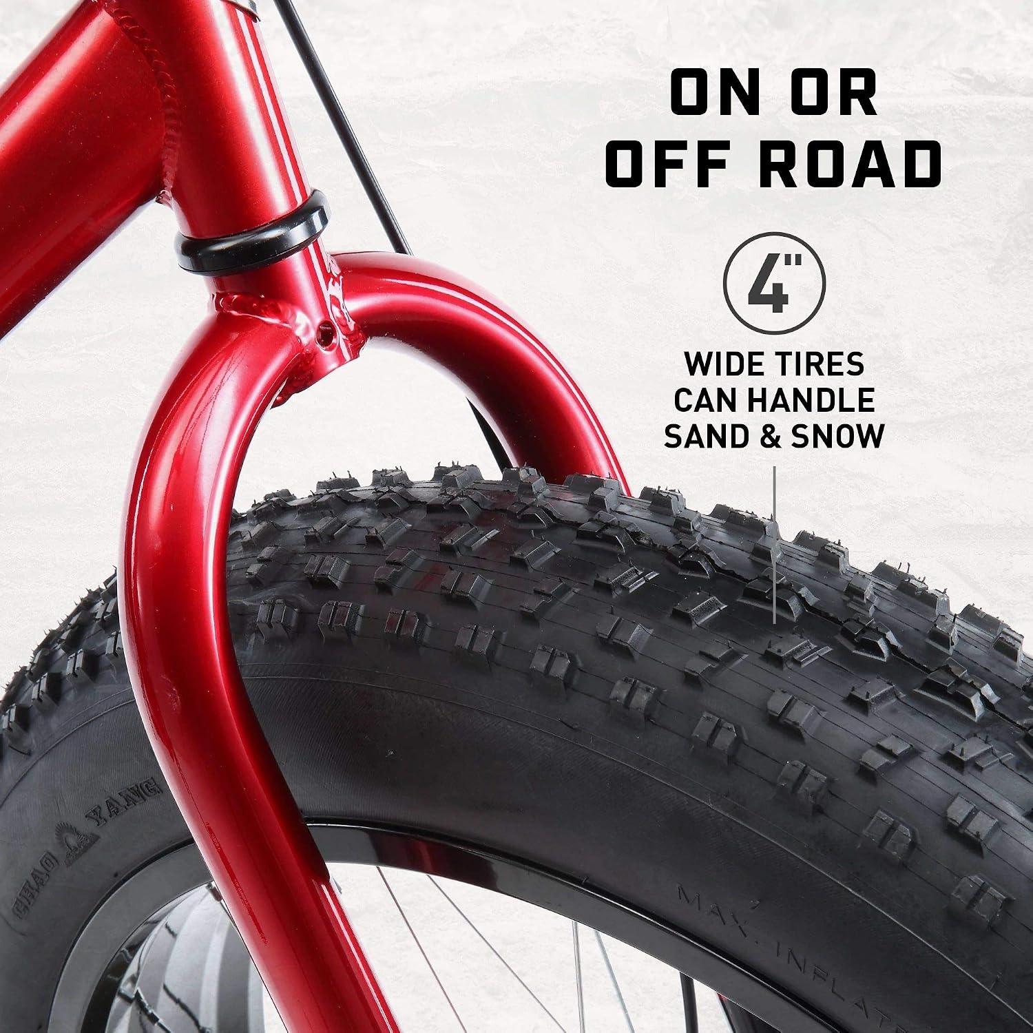 All-Terrain Men's Fat Tire Mountain Bike – 26-Inch Wheels, 4-Inch Wide Knobby Tires, Durable Steel Frame, 7-Speed Drivetrain, Front and Rear Dual Disc Brakes