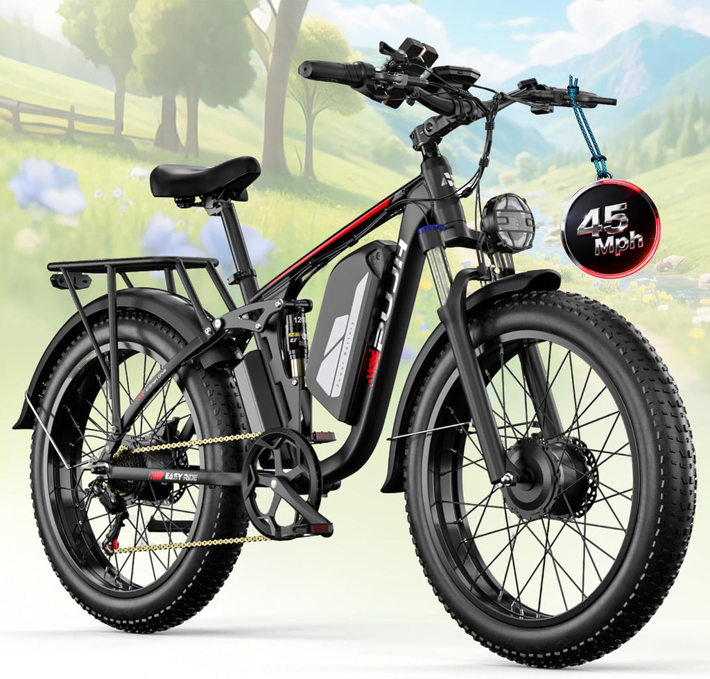 6000W Dual Motor Ebike for Adults, 60V 20Ah Fast Electric Bike 45mph,Up to 110 Miles,24" Fat Tire Full Suspension