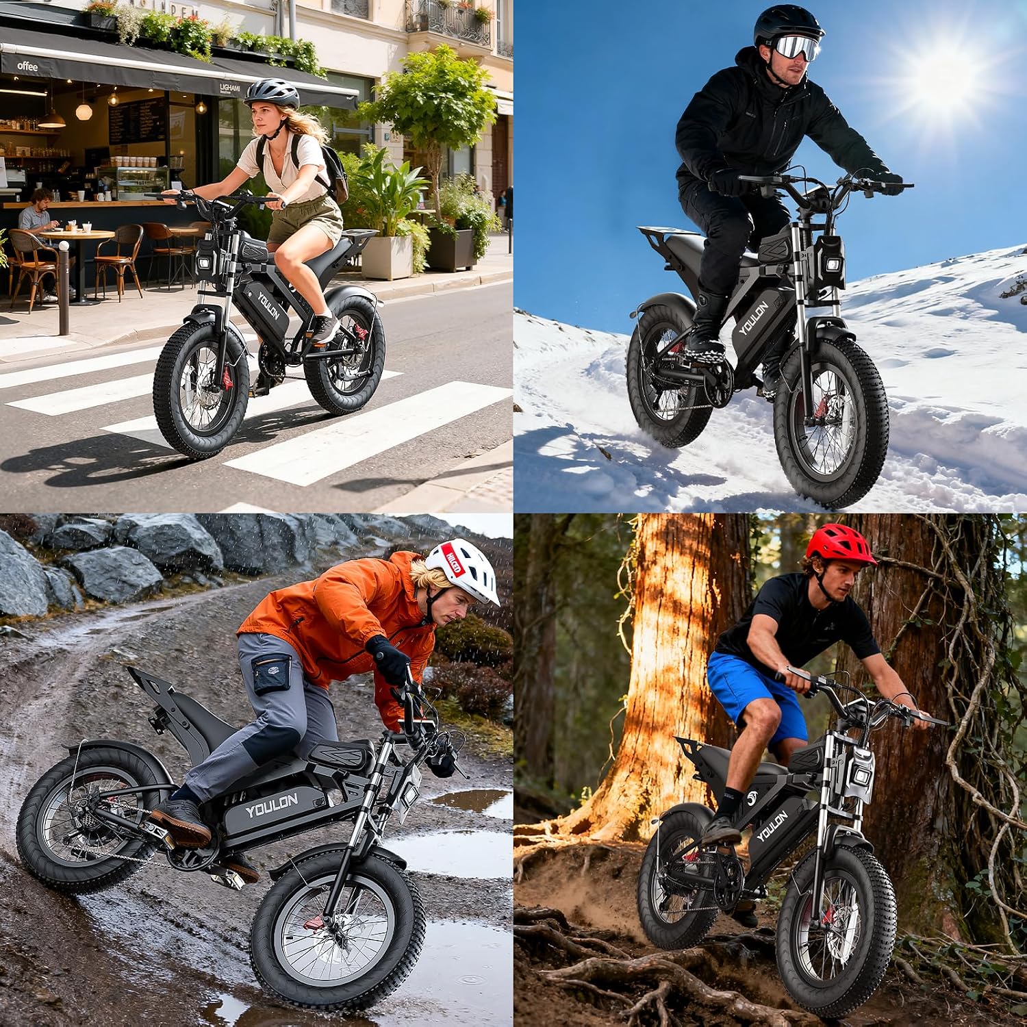 Electric Bike with Dual Hydraulic Brakes, 20" Fat Tire All-Terrain for Commuting E-Bicycle