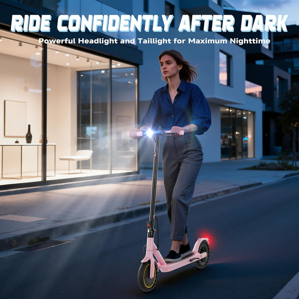 Electric Scooter for Adults, Foldable Commuter E Scooter for Teens, 350W Motor, 19 MPH, Up to 21 Miles Range, 8.5" Solid Tires, Cruise Control, Dual Brakes, LED Display