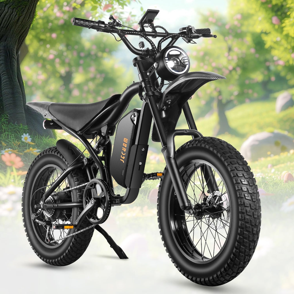 1500W Electric Bicycles for Adults/Teens 14-18, 80+ Miles Single Charge, Speed up to 35MPH. Fake Caron Fiber, Invered Fork