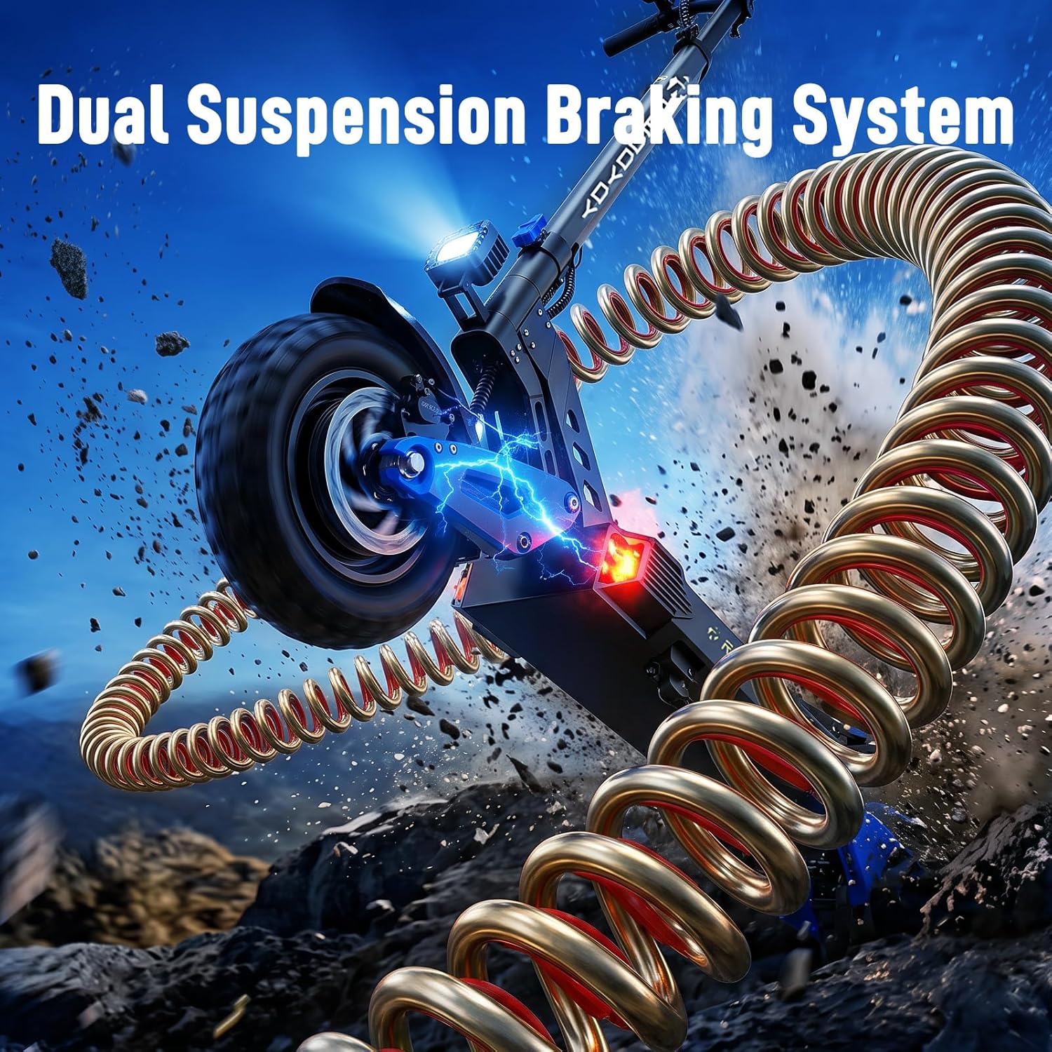 Electric Scooter for Adults, 5000W Dual Motor Electric Scooter | 50 Mph Top Speed, 55 Miles Max Range, 60V/25AH Battery, Dual Suspension Hydraulic Braking System, 10.5" Off-Road & LED Light