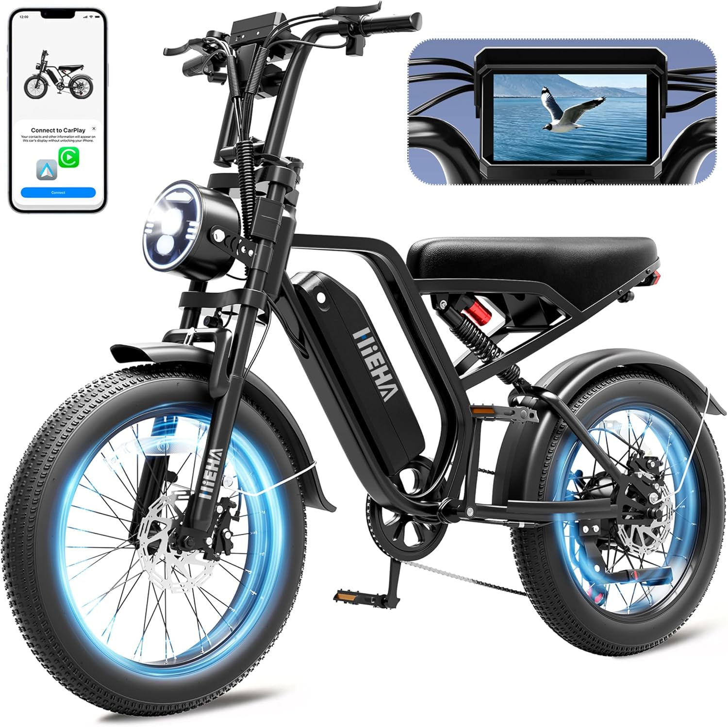 20" All-Terrain Fat Tire Electric Dirt Bike for Adults – 1500W Peak Motor, Smart Dash Cam & Smart Display Navigation E-Bike