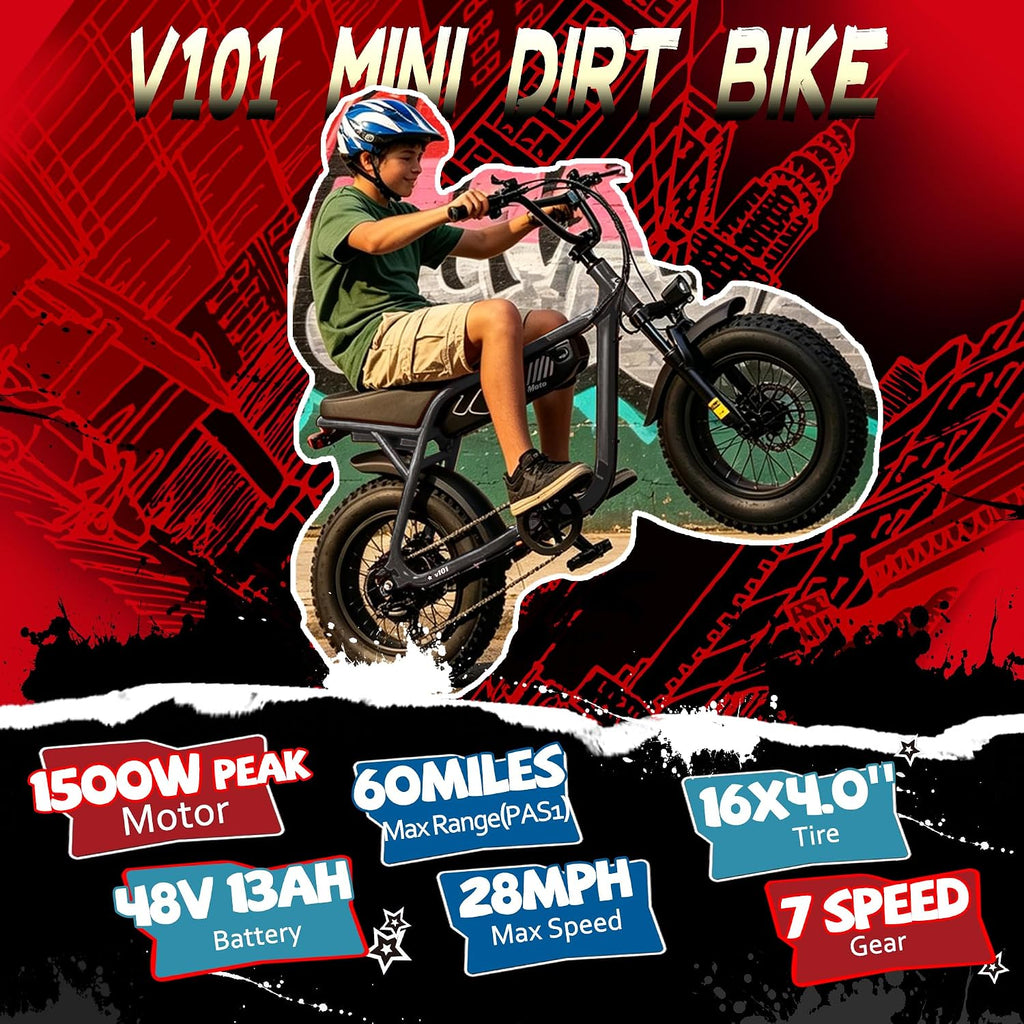 16" x 4.0" Fat Tire Electric Bike for Adults – 48V 13Ah, 20MPH, 7-Speed Dirt E-Moped with Front Suspension (60 Miles Max Range)