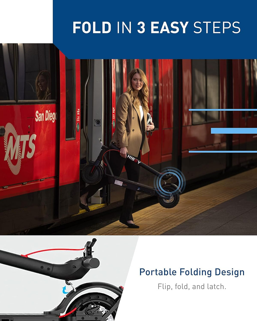 Electric Scooter, 500W Motor (750W Peak), 10" Honeycomb Tires, Up to 25 Miles Range, 19 MPH Foldable Electric Scooter for Adults with Hiboy App
