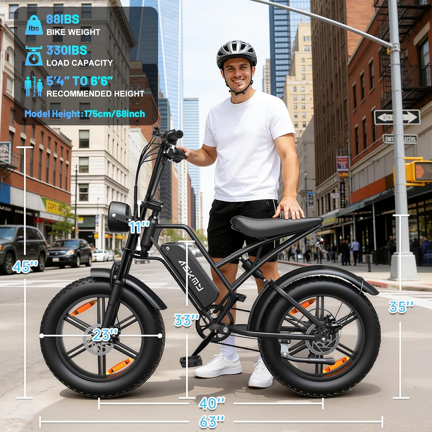 Electric Mountain Bike, All Terrains Electric Bicycles, 1500W Peak Motor Dirt E-Bike with 60 Miles PAS Range (E500-48V 15Ah)
