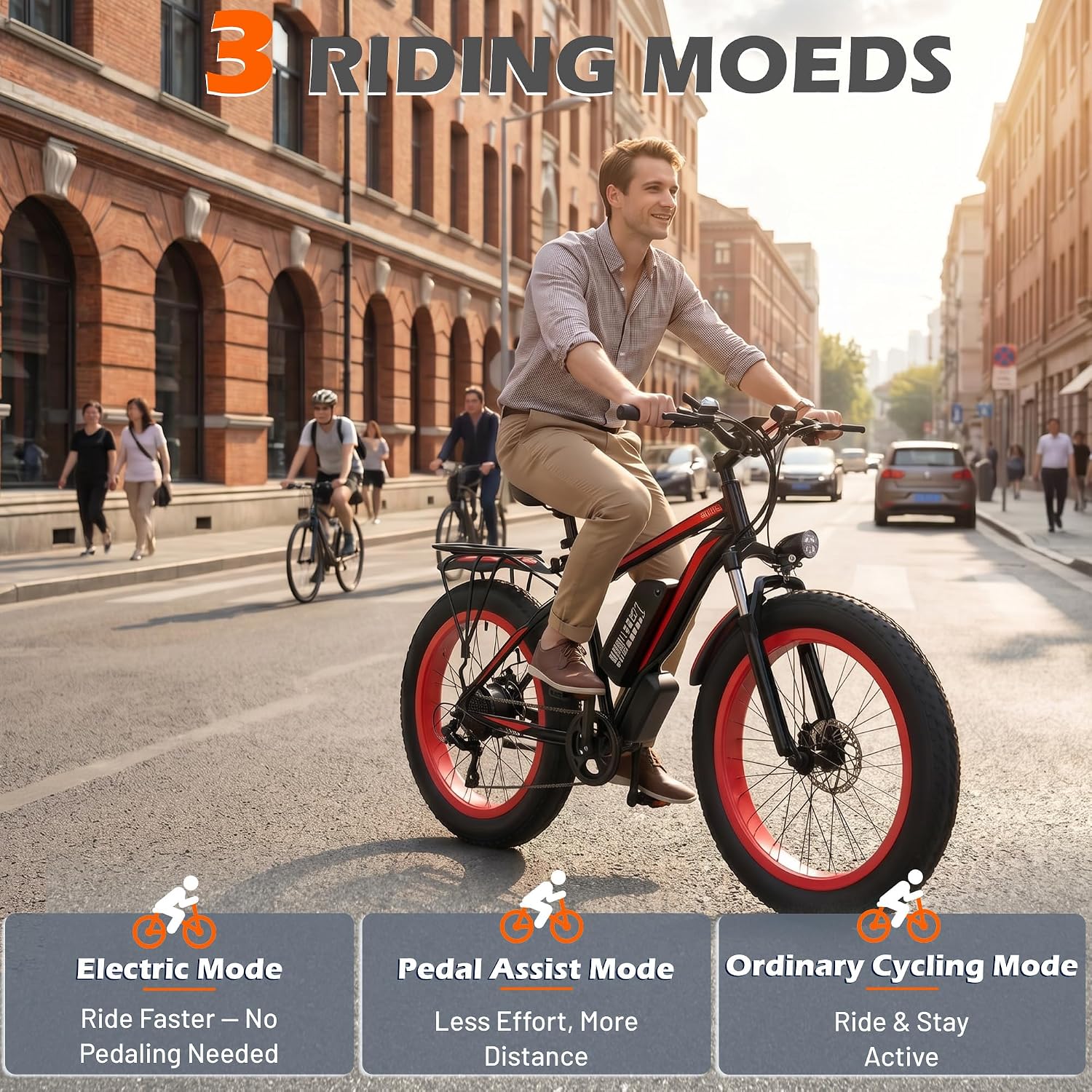 1500W/3000W Peak Dual-Performance 26" Fat Tire Electric Mountain Bike – 48V 13Ah Mountain Bicycle & Commuter E-Bike