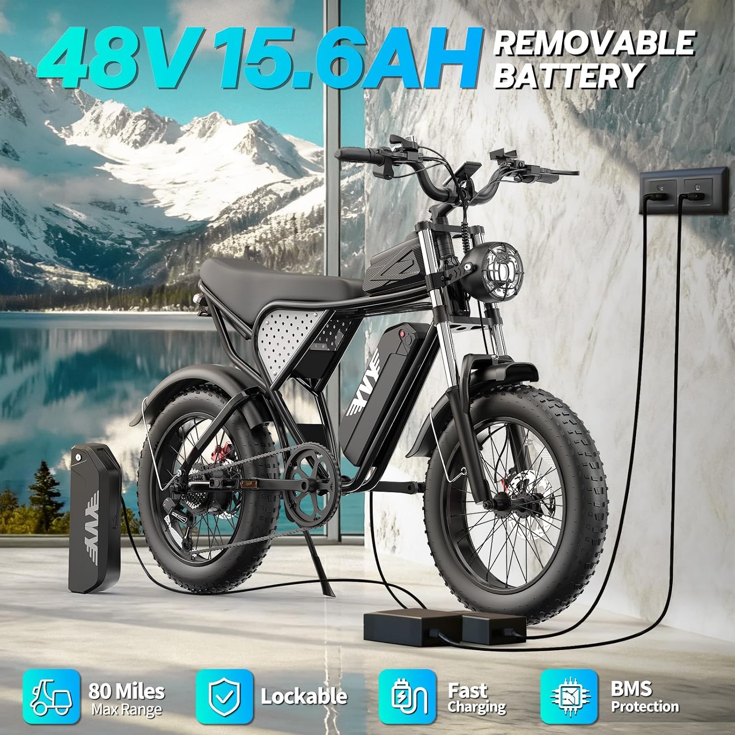 20" Fat Tire All-Terrain Electric Bike – 1500W-3000W Peak Motor & Full Suspension