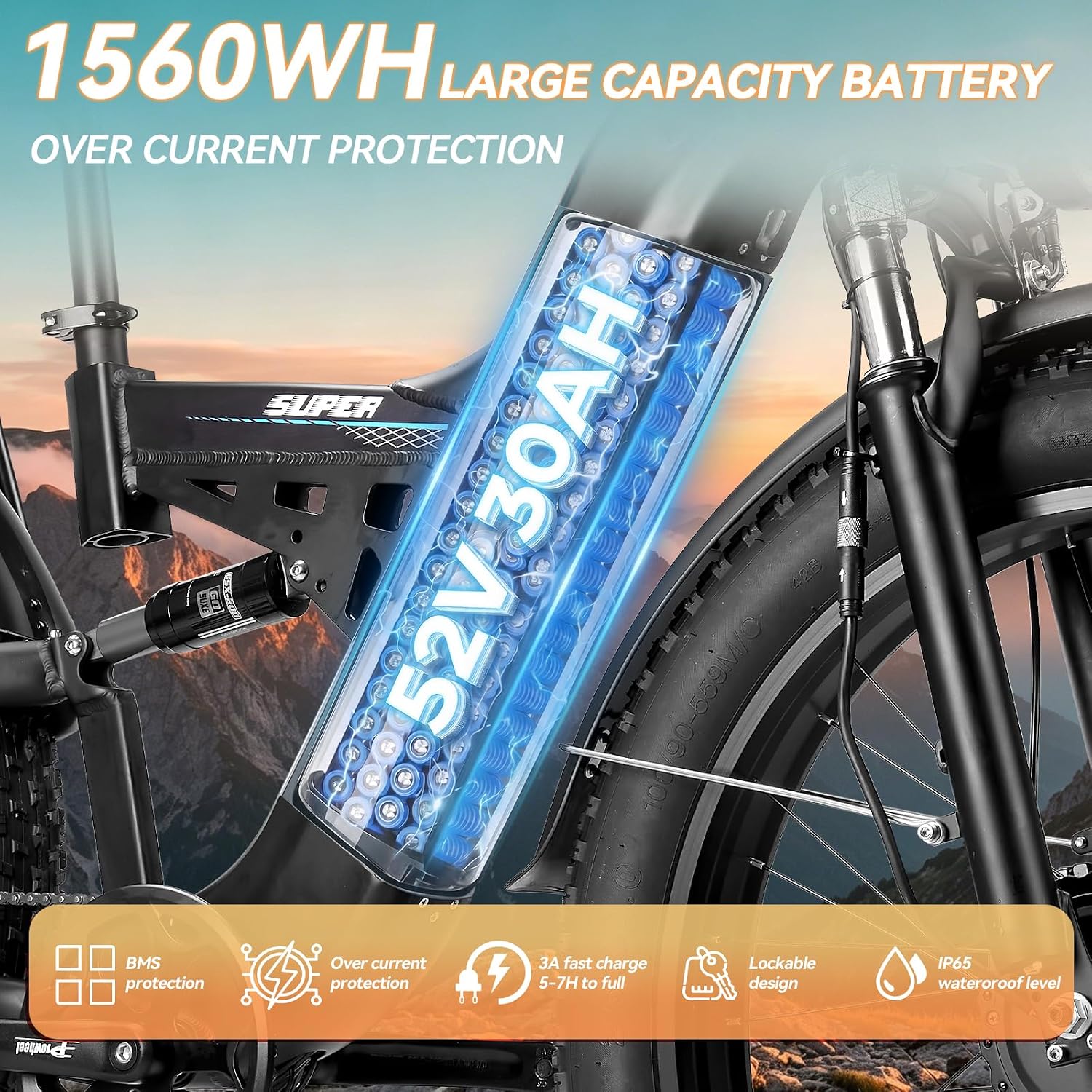 26" Dual Motor All-Terrain Electric Bike – 8000W Peak High-Performance Off-Road Mountain E-Bike