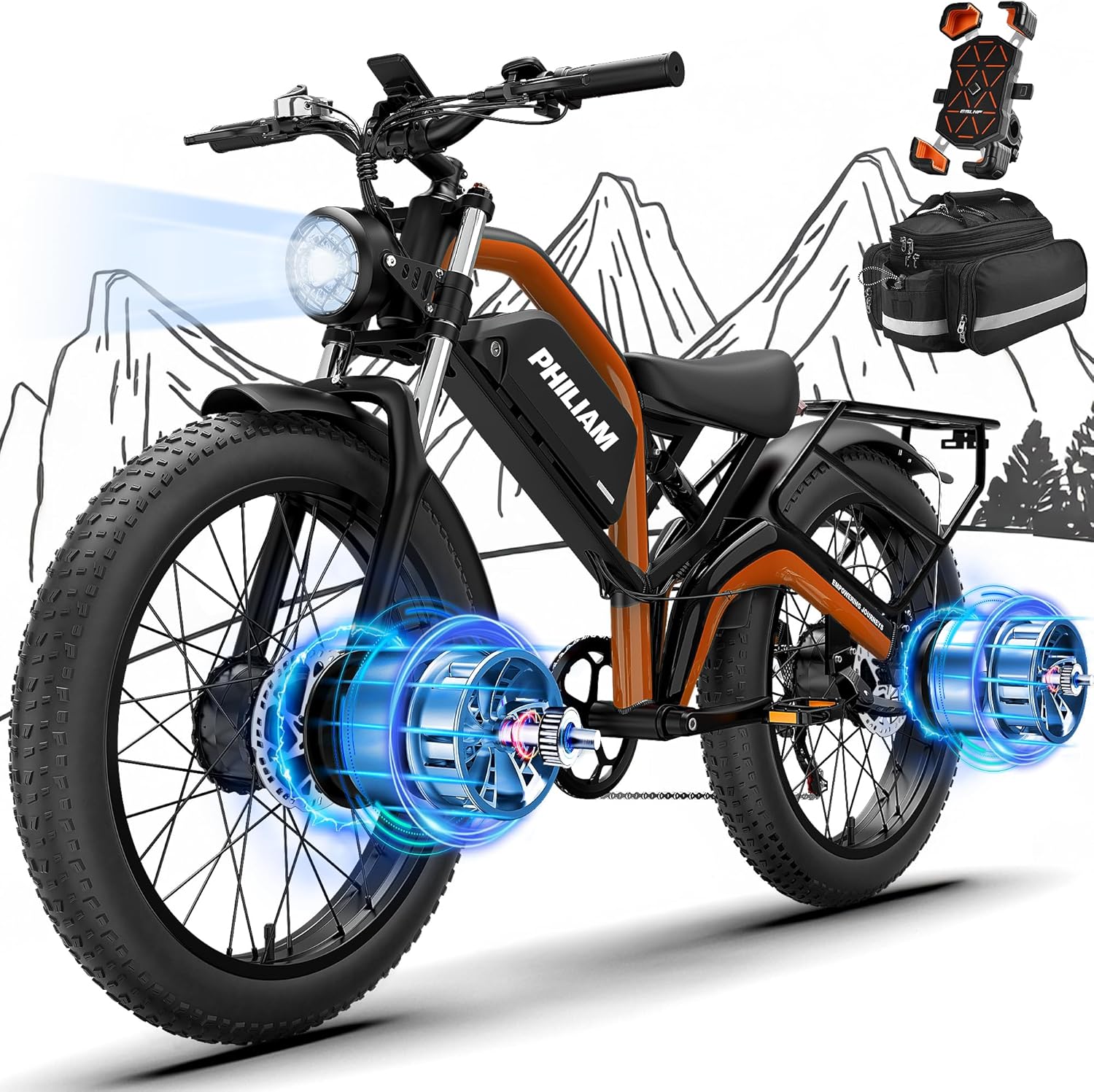 Electric Bike for Adults,5000W/3000W Peak Dual Motor ebike 35MPH E Bikes for Men Women,52V 32/23AH