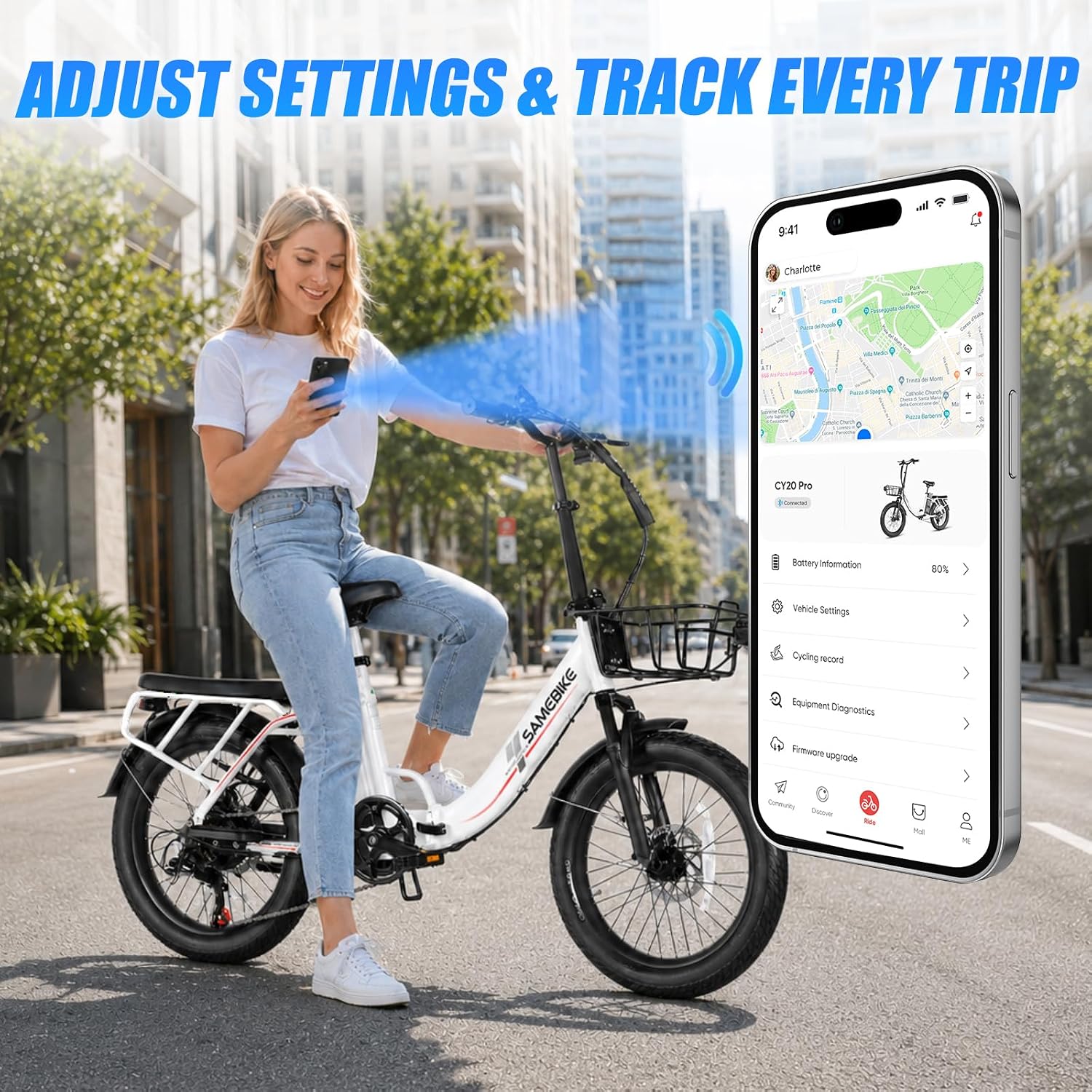 20" Folding Utility Electric Bike | 1200W Peak, 48V 13Ah Removable Battery, 20 MPH Commuter E-Bike with Cargo Basket & Rear Cushion Seat