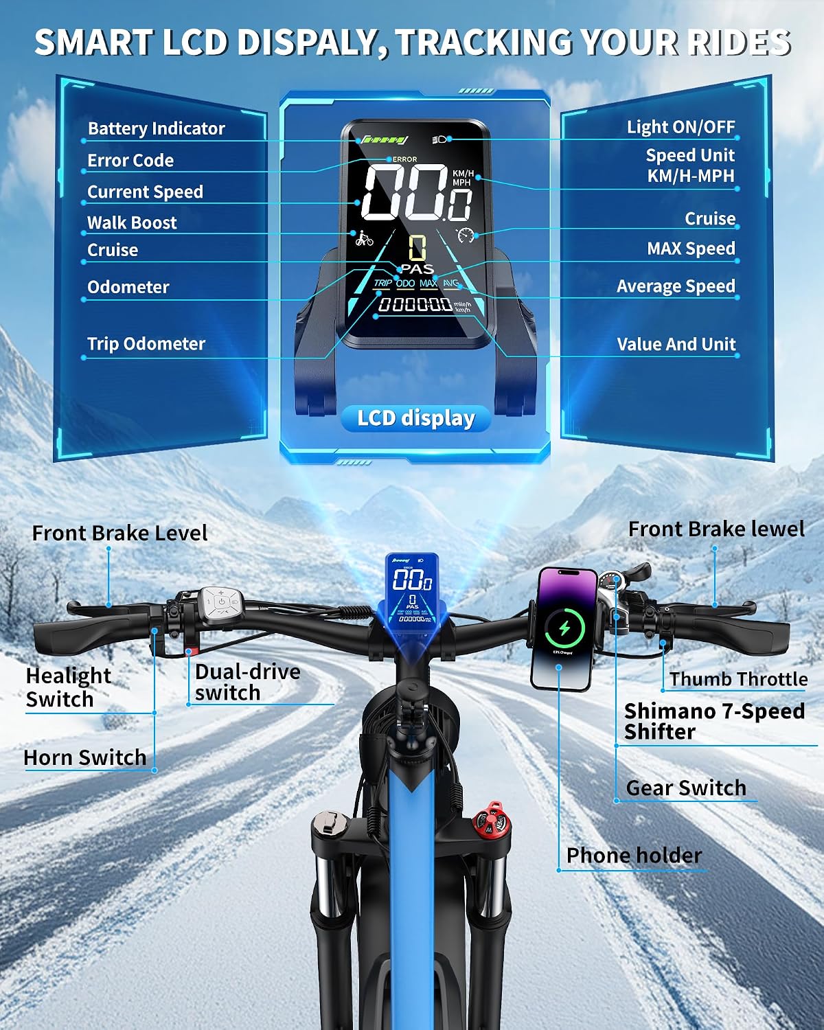 6000W Peak Dual Motor Electric Bike for Adults | 45-50 MPH High-Speed Off-Road Mountain E-Bike, 100-Mile Long Range, Full Suspension & Hydraulic Brakes (24"/26" Fat Tire)