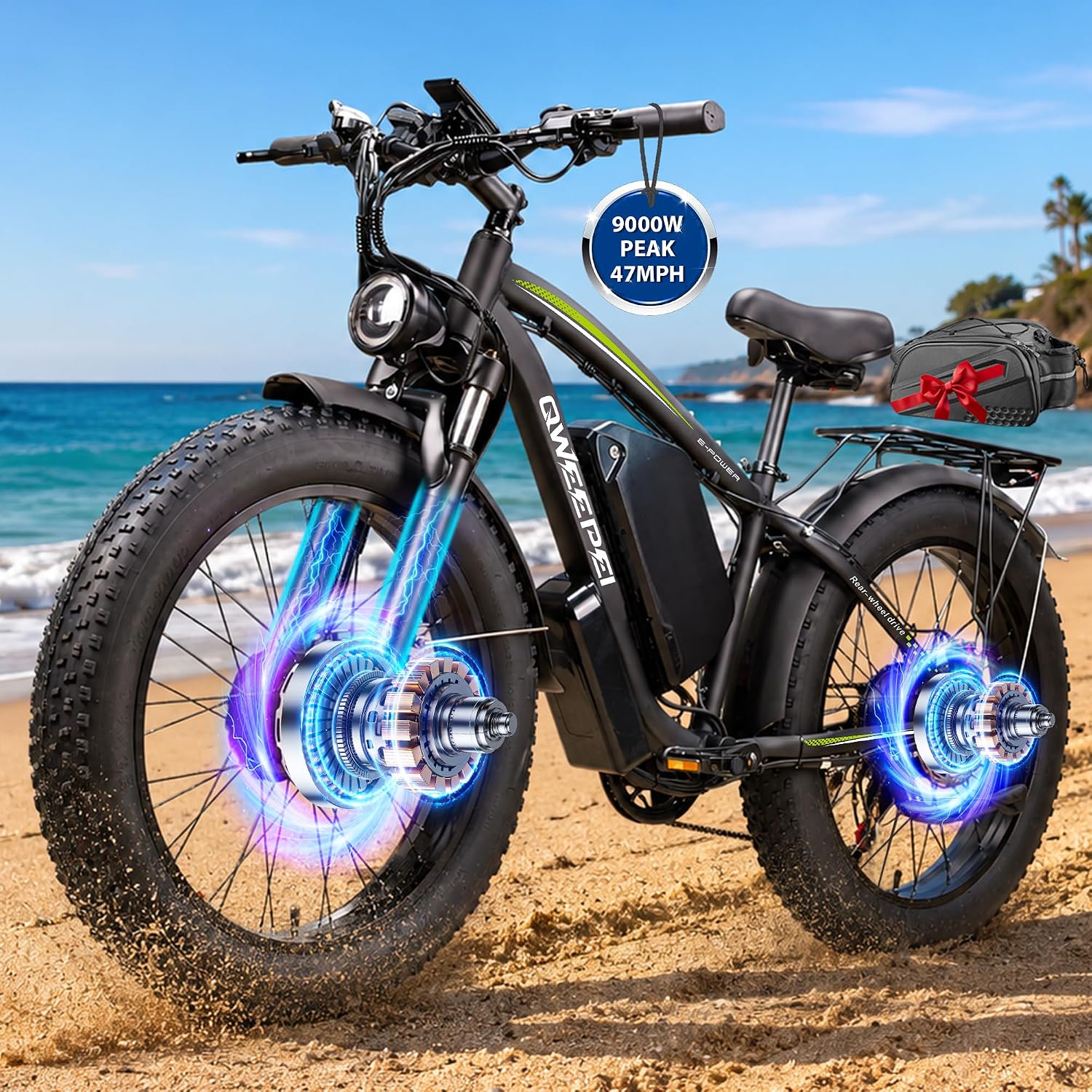 Peak 9000W Dual-Motor All-Terrain E-Bike | 47 MPH 24" Fat Tire Adult Electric Bicycle