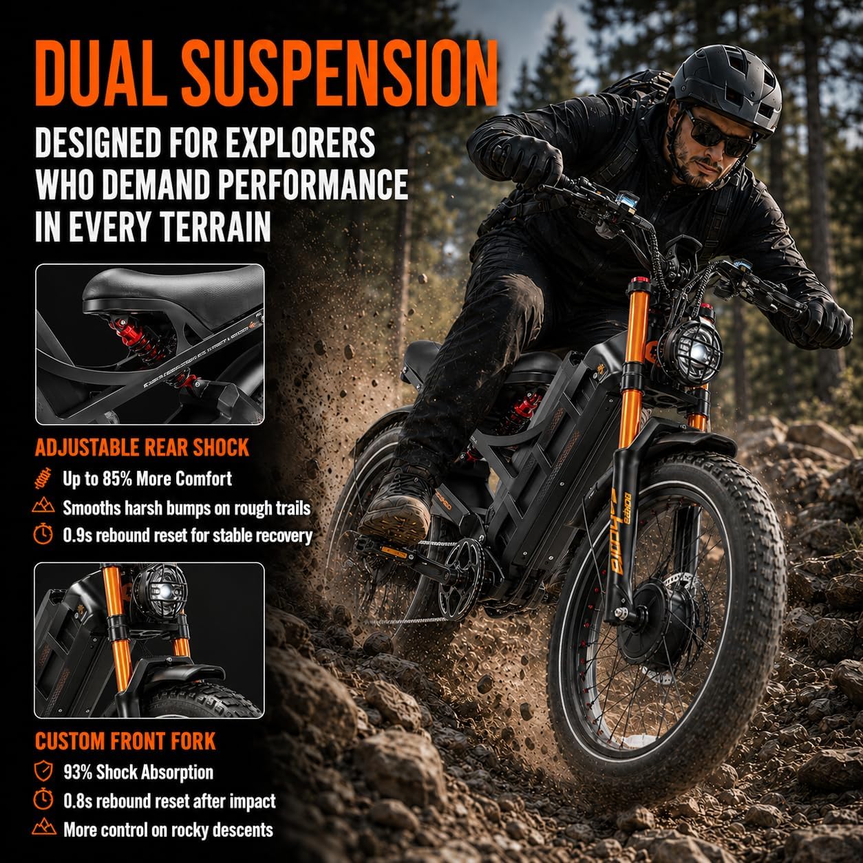 6000W Dual Motor Off-Road Electric Bike – 26" All-Terrain Fat Tire E-Bike with Full Suspension