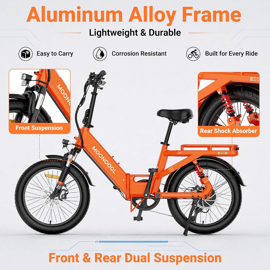 750W Folding Fat Tire Electric Bike for Adults | 48V Removable Battery, Full Suspension, Hydraulic Disc Brakes & 7-Speed