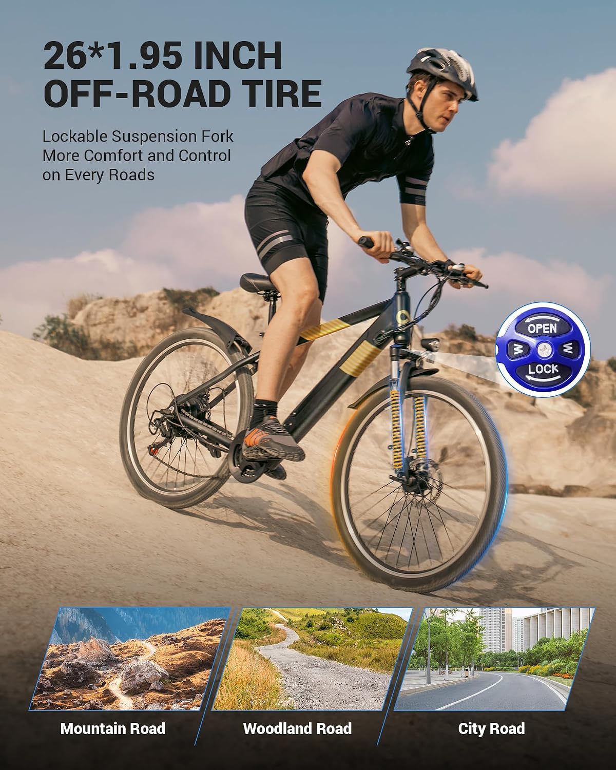 26" All-Terrain Electric Mountain Bike | 700W Peak 21-Speed Adult Commuter E-Bike