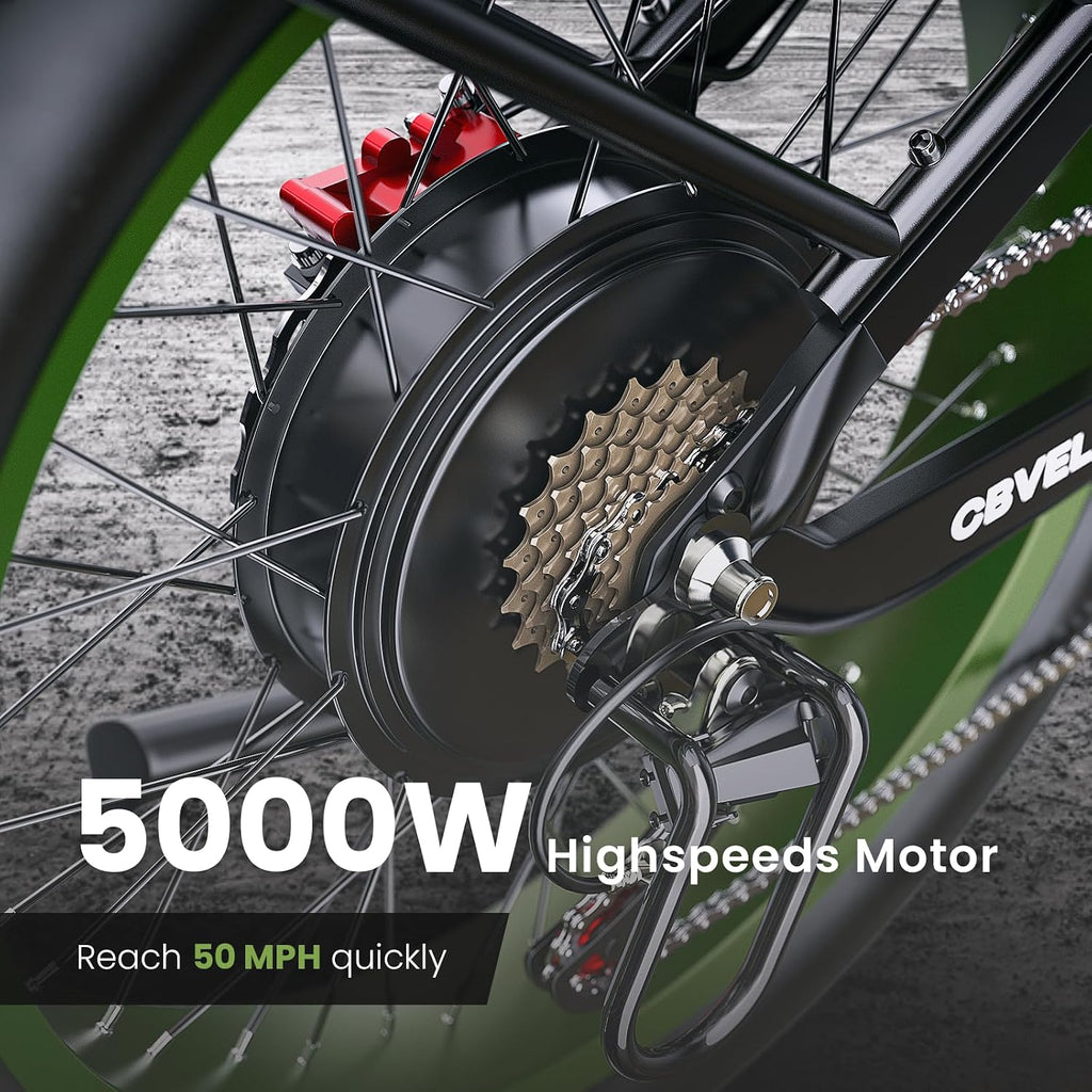 High-Performance All-Terrain Electric Bike for Adults – 3500W Peak Motor, Up to 50MPH, 26" x 4" Fat Tires, Dual Suspension Off-Road Mountain E-Bike
