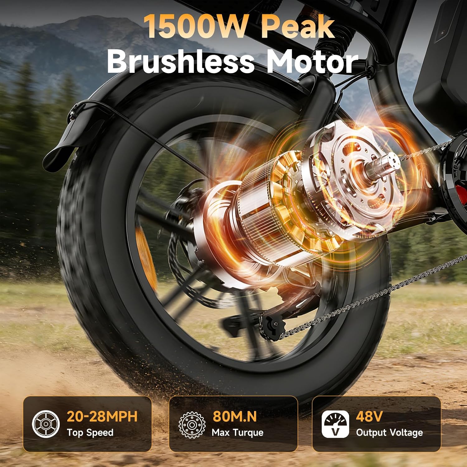 750W All-Terrain Fat Tire Electric Bike for Adults – 20" Moped Style E-Bike with 48V 15.6Ah Battery