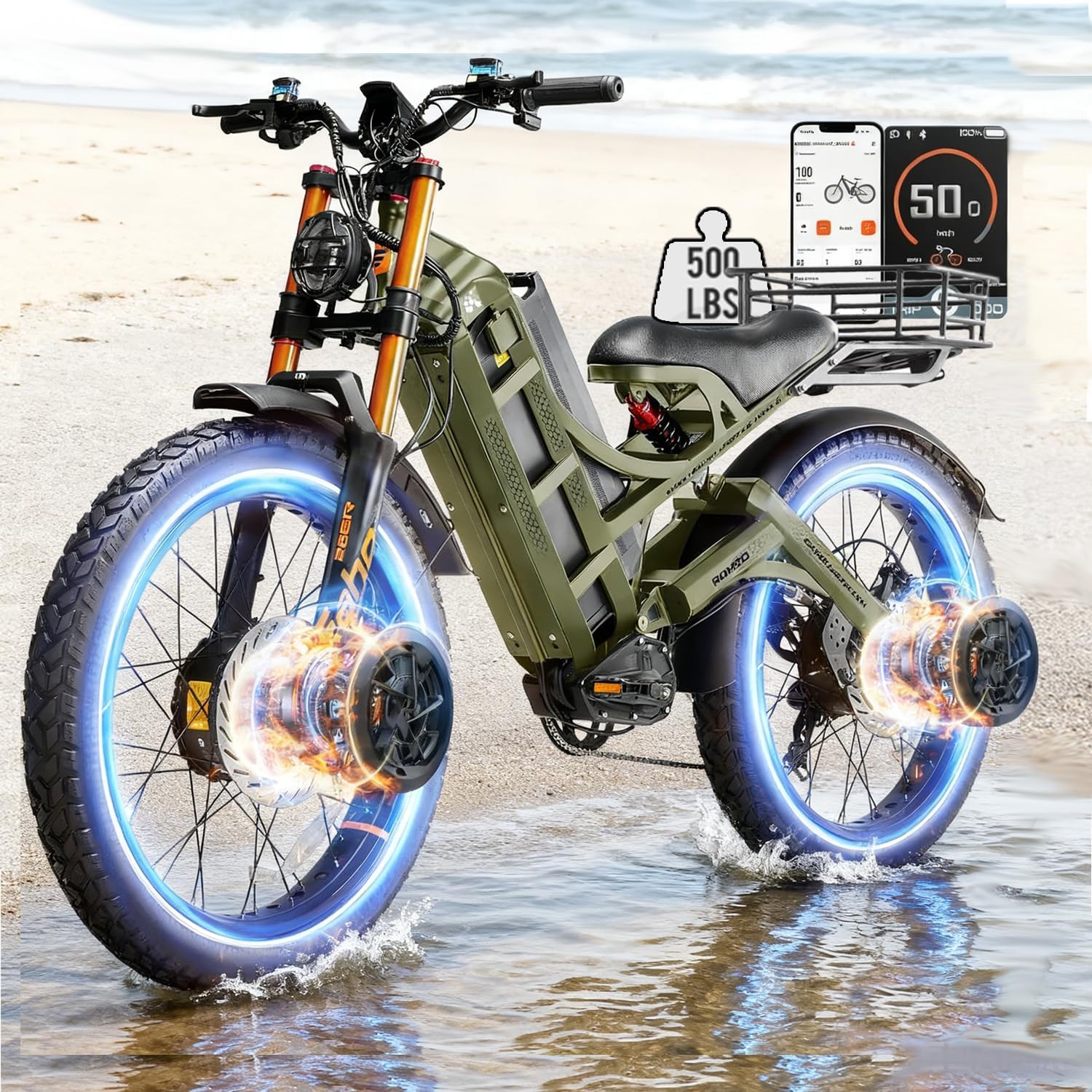 26" Dual-Motor Off-Road Electric Mountain Bike | 6000W Peak 52MPH Ultra Long Range E-Bike