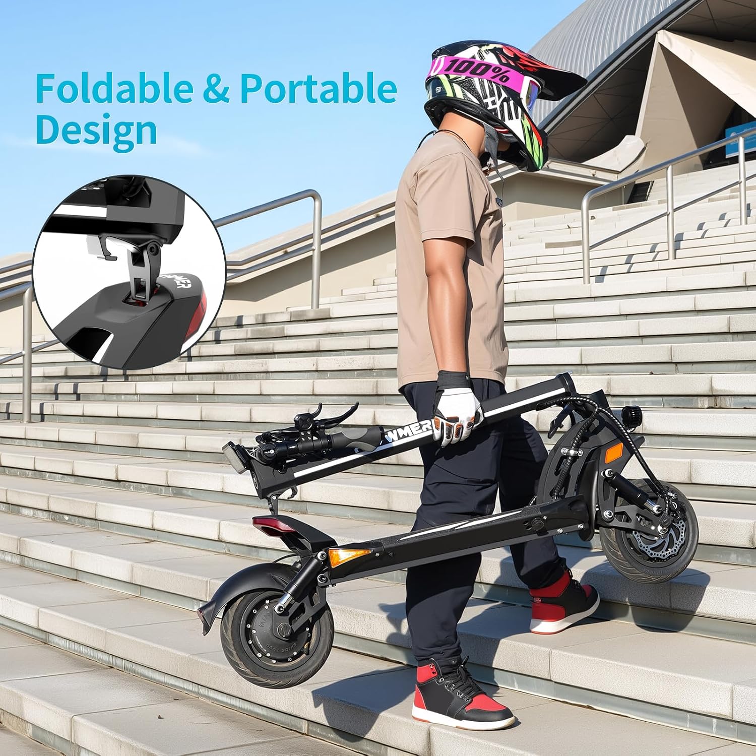 10" Off-Road Dual Motor Electric Scooter – 4000W Peak High-Performance Quick-Fold Scooter with 360° Safety Lighting