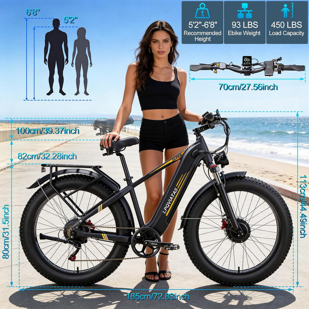 26" AWD Dual Motor Electric Mountain Bike – Peak 8000W All-Terrain E-Bike