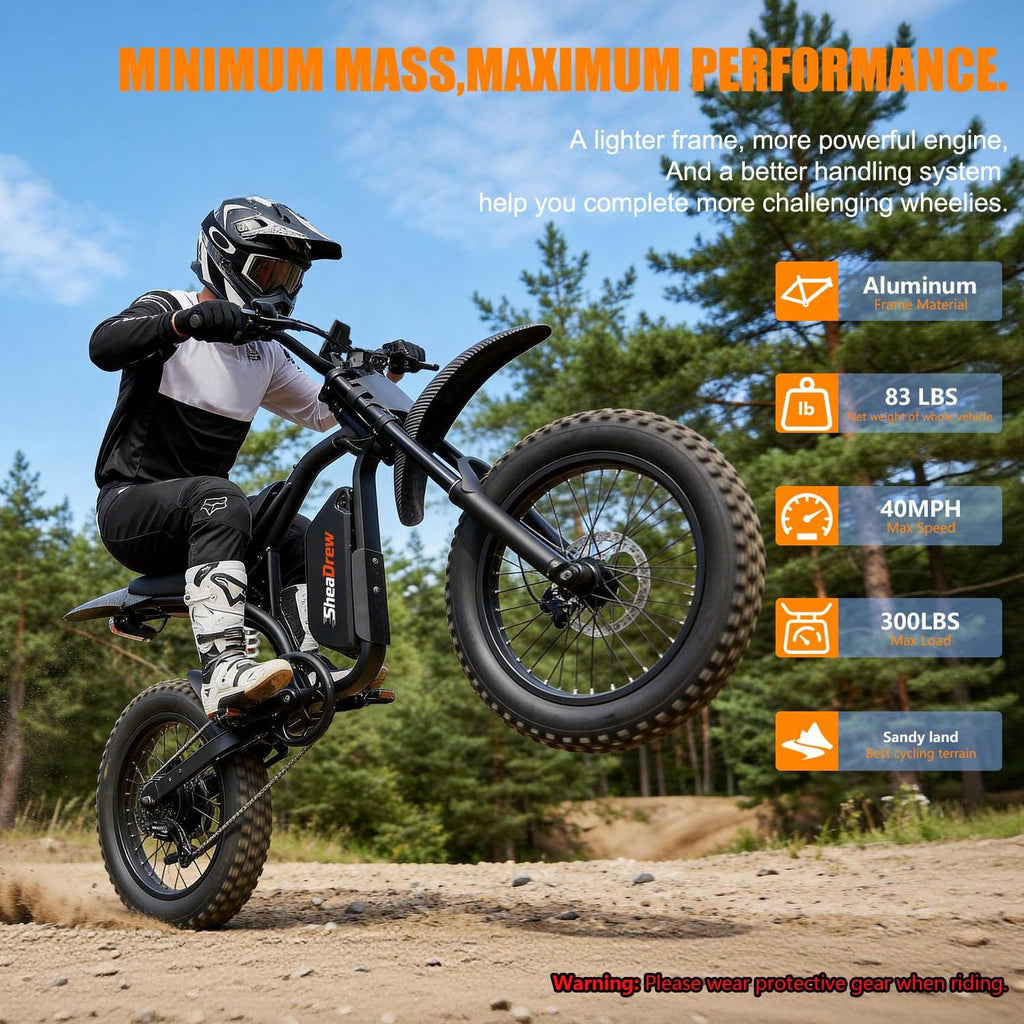 Electric Dirt Bike, 39-50MPH Off-Road Ebike, Dual Suspension, Hydraulic Disc Brakes, UL2849
