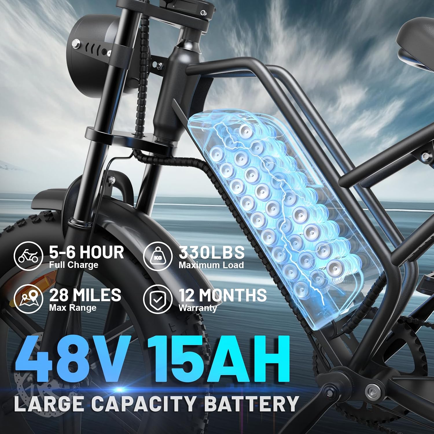 Electric Bike for Adults, 20" 4.0" Fat Tire Ebike 750W Continuous / 1000W Max, 48V 15ah