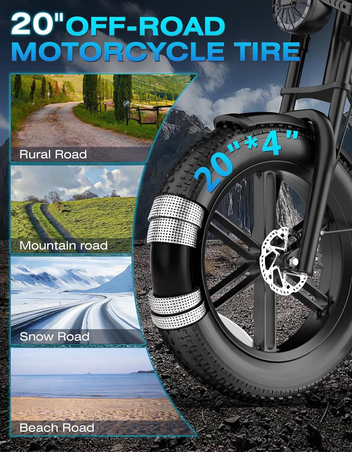 20" Fat Tire Electric Dirt Bike for Adults - 2500W Peak Motor, Up to 33MPH & 100-Mile Range E-Bike with 1440Wh Removable Battery, Full Suspension & Smart NFC Unlock