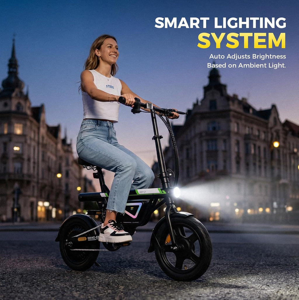 14" Folding Electric Bike for Adults | 500W Peak, 36V 7.8Ah Battery, 22 MPH Compact Commuter & Leisure E-Bike