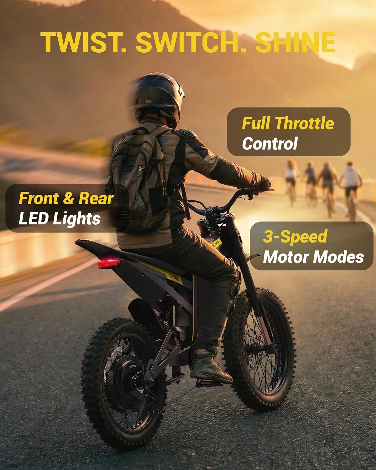 Electric Dirt Bike,4000W 40MPH E Bikes for Adults Electric,19''/17''Fat Tire Electric Motorcycle, 52V/30AH